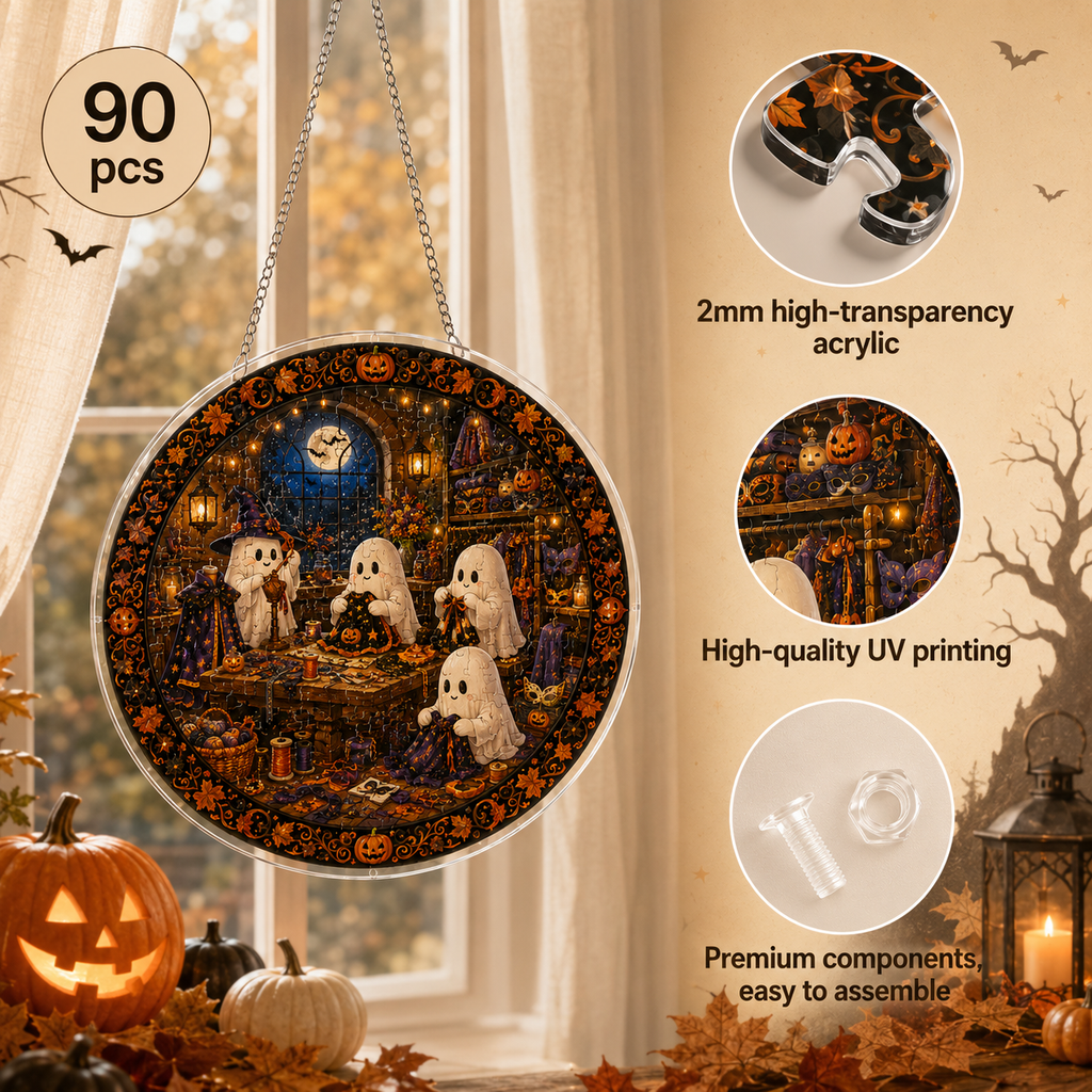 Halloween Acrylic Jigsaw Puzzle Suncatcher - Ghost Craft Workshop