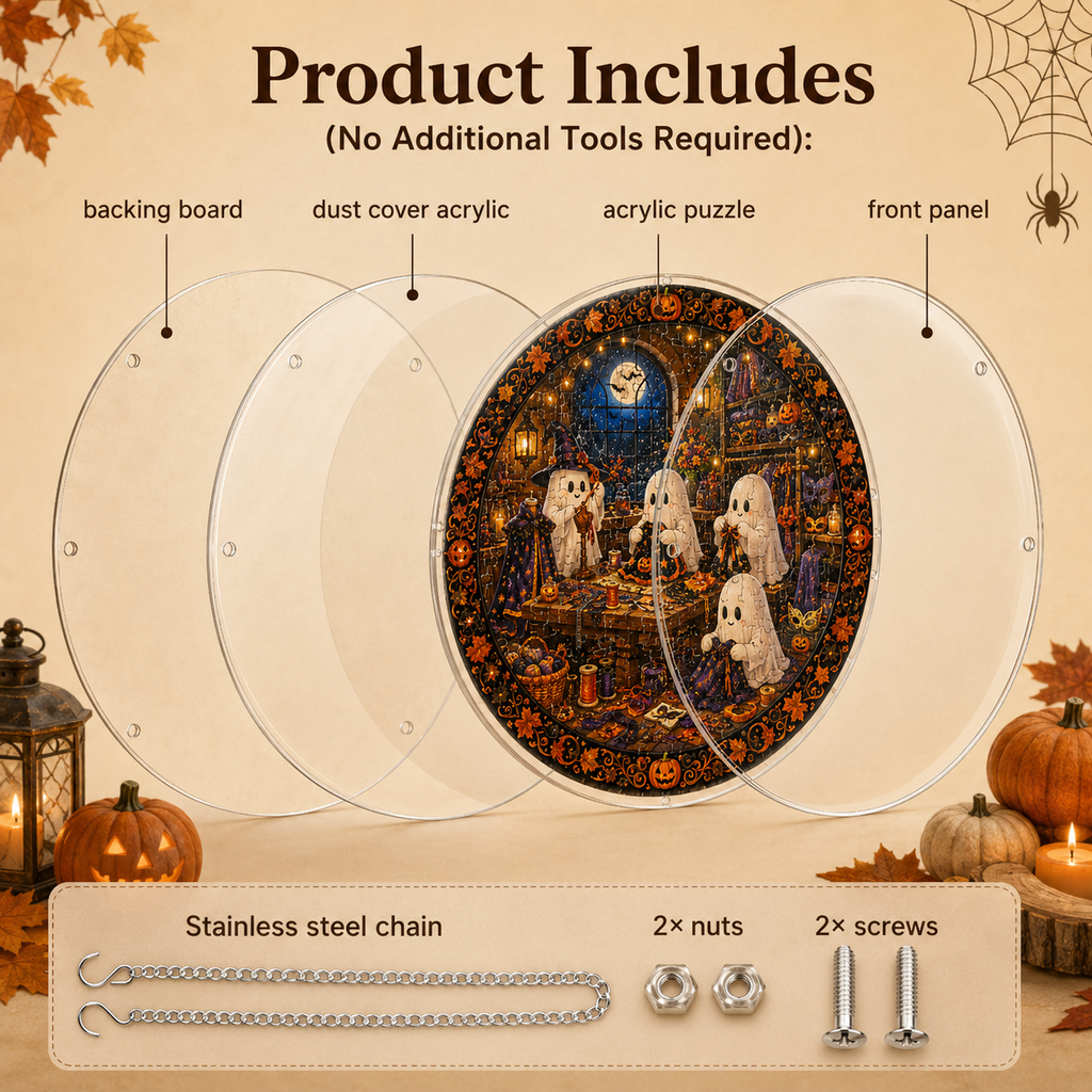 Halloween Acrylic Jigsaw Puzzle Suncatcher - Ghost Craft Workshop