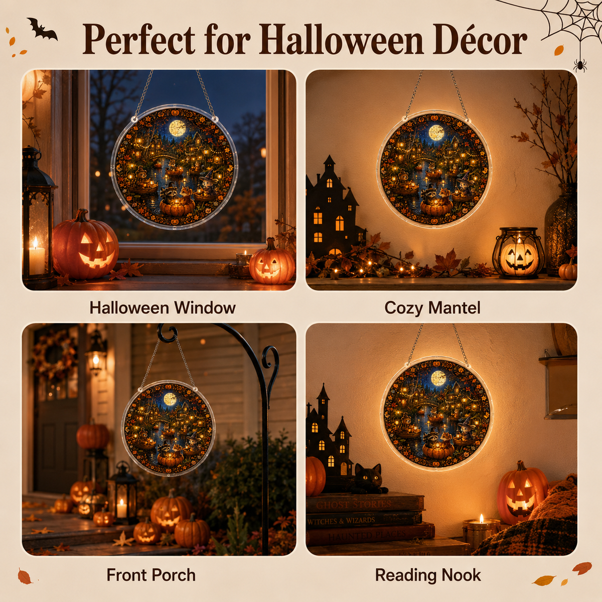Halloween Acrylic Jigsaw Puzzle Suncatcher - Pumpkin River Cruise