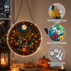 Halloween Acrylic Jigsaw Puzzle Suncatcher - Pumpkin River Cruise