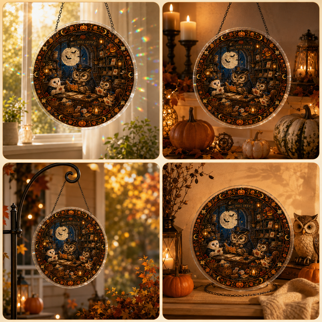 Halloween Acrylic Jigsaw Puzzle Suncatcher - Owl Alchemy Lab