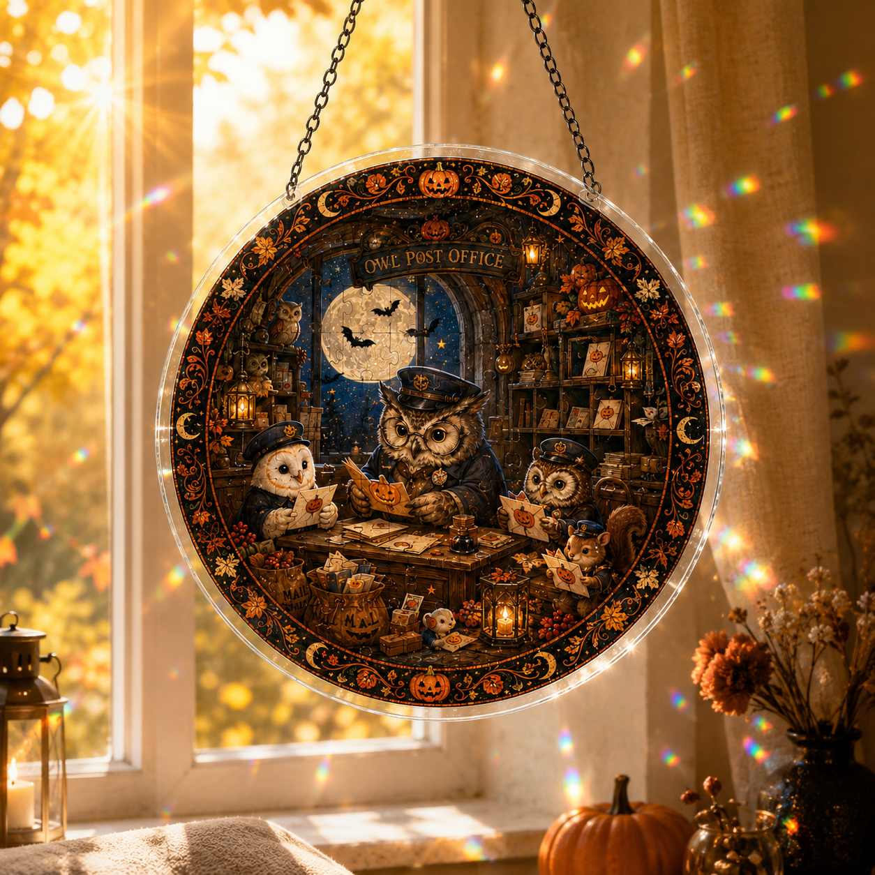 Halloween Acrylic Jigsaw Puzzle Suncatcher - Owl Alchemy Lab