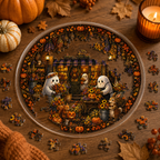 Halloween Acrylic Jigsaw Puzzle Suncatcher - Enchanted Pumpkin Florist