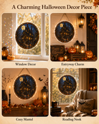Halloween Acrylic Jigsaw Puzzle Suncatcher - Spooky Manor Moonlight