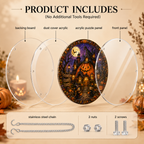 Halloween Acrylic Jigsaw Puzzle Suncatcher - Giant Pumpkin Cottage