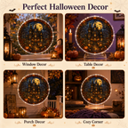 Halloween Acrylic Jigsaw Puzzle Suncatcher - Moonlit Pumpkin Manor
