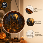Halloween Acrylic Jigsaw Puzzle Suncatcher - Moonlit Pumpkin Manor