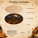 Halloween Acrylic Jigsaw Puzzle Suncatcher - Moonlit Pumpkin Manor