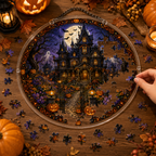 Halloween Acrylic Jigsaw Puzzle Suncatcher - Gothic Manor Path