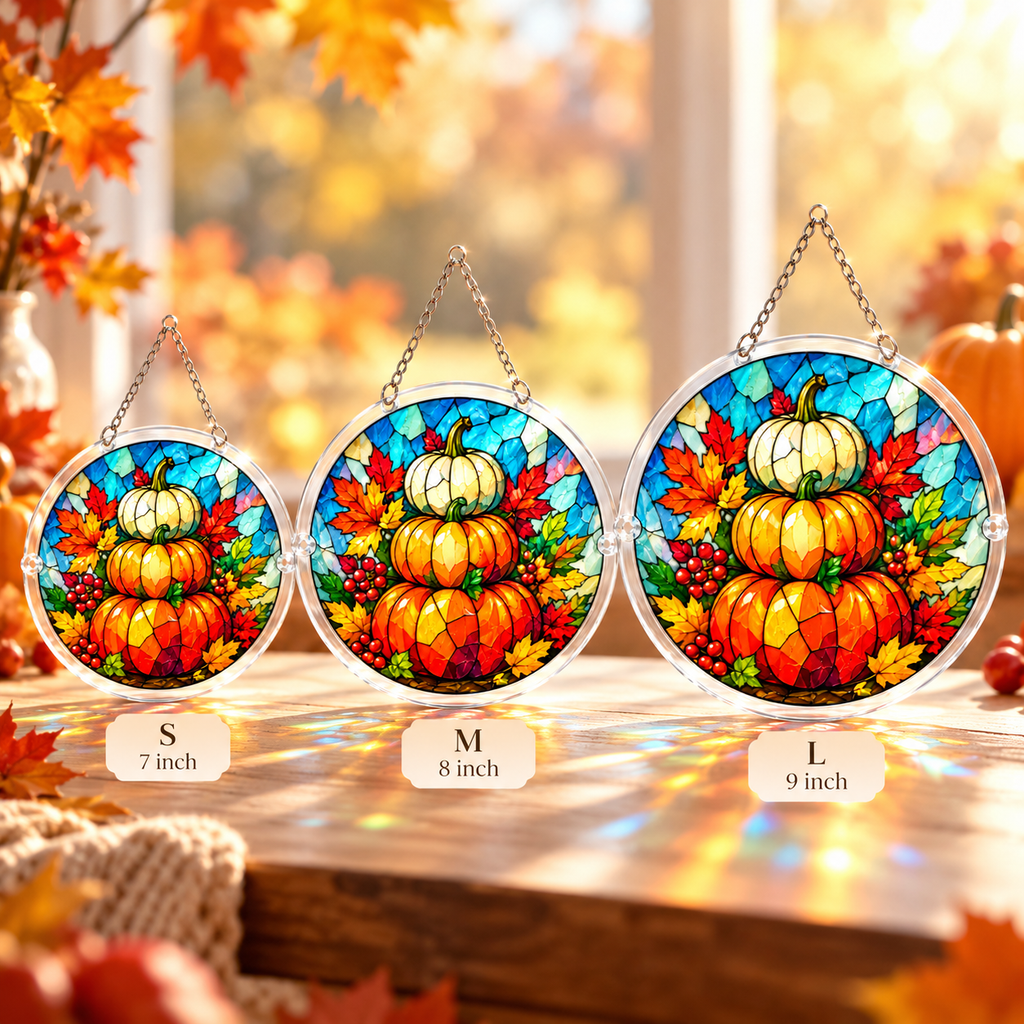 Tanksgiving Acrylic Jigsaw Puzzle Suncatcher - Pumpkin Tower