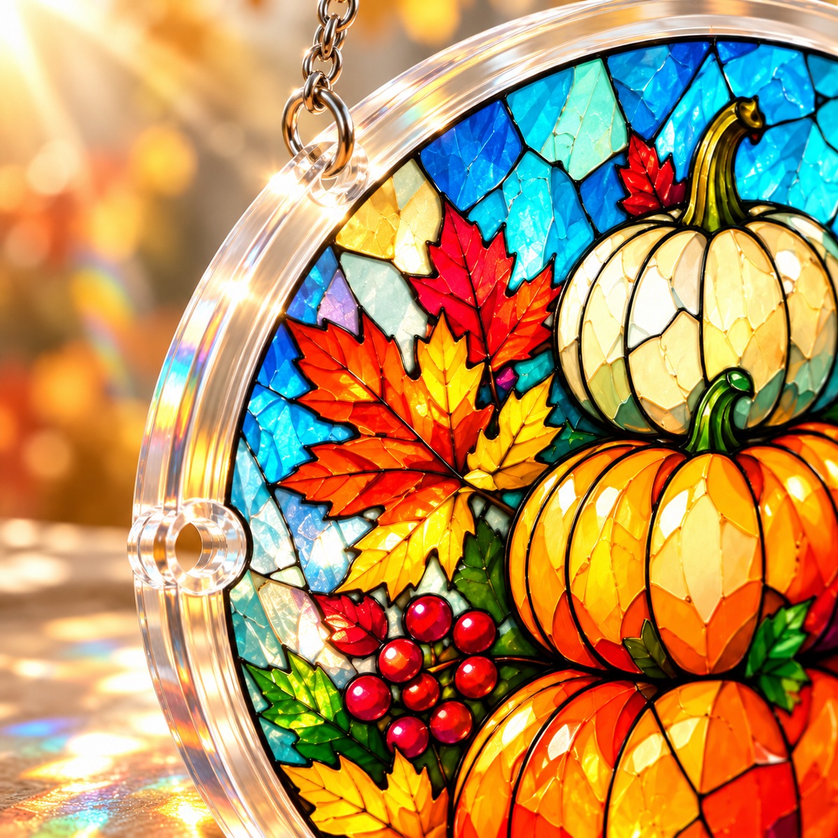 Tanksgiving Acrylic Jigsaw Puzzle Suncatcher - Pumpkin Tower