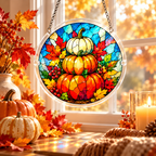 Tanksgiving Acrylic Jigsaw Puzzle Suncatcher - Pumpkin Tower