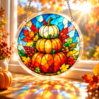 Tanksgiving Acrylic Jigsaw Puzzle Suncatcher - Pumpkin Tower