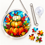 Tanksgiving Acrylic Jigsaw Puzzle Suncatcher - Pumpkin Tower