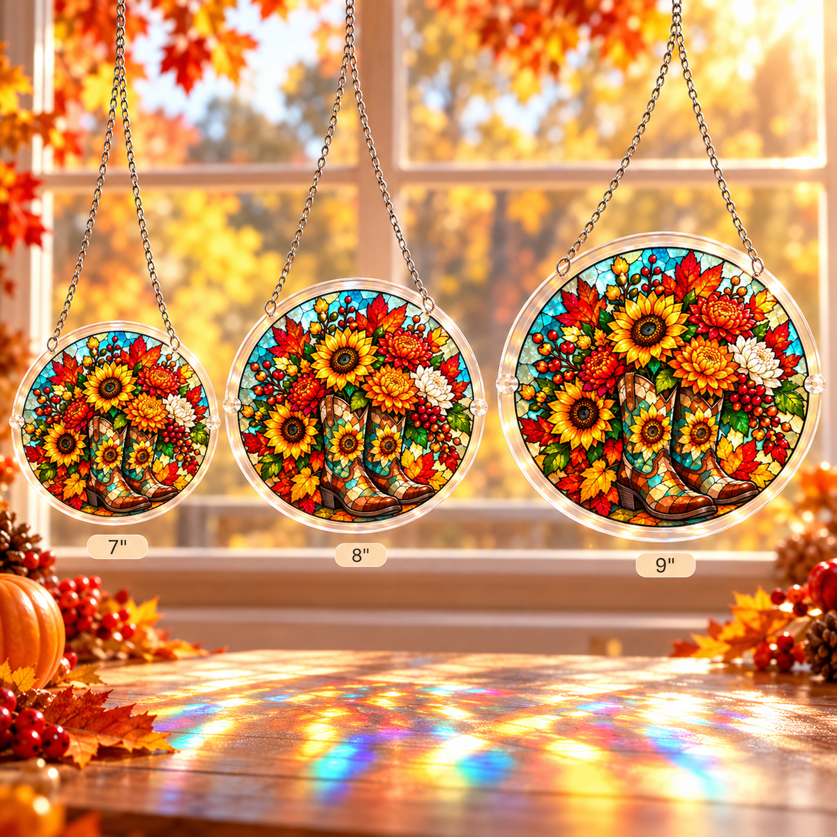 Tanksgiving Acrylic Jigsaw Puzzle Suncatcher - Floral Boots