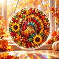Tanksgiving Acrylic Jigsaw Puzzle Suncatcher - Turkey Wreath