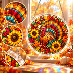 Tanksgiving Acrylic Jigsaw Puzzle Suncatcher - Turkey Wreath