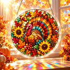 Tanksgiving Acrylic Jigsaw Puzzle Suncatcher - Turkey Wreath