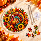 Tanksgiving Acrylic Jigsaw Puzzle Suncatcher - Turkey Wreath
