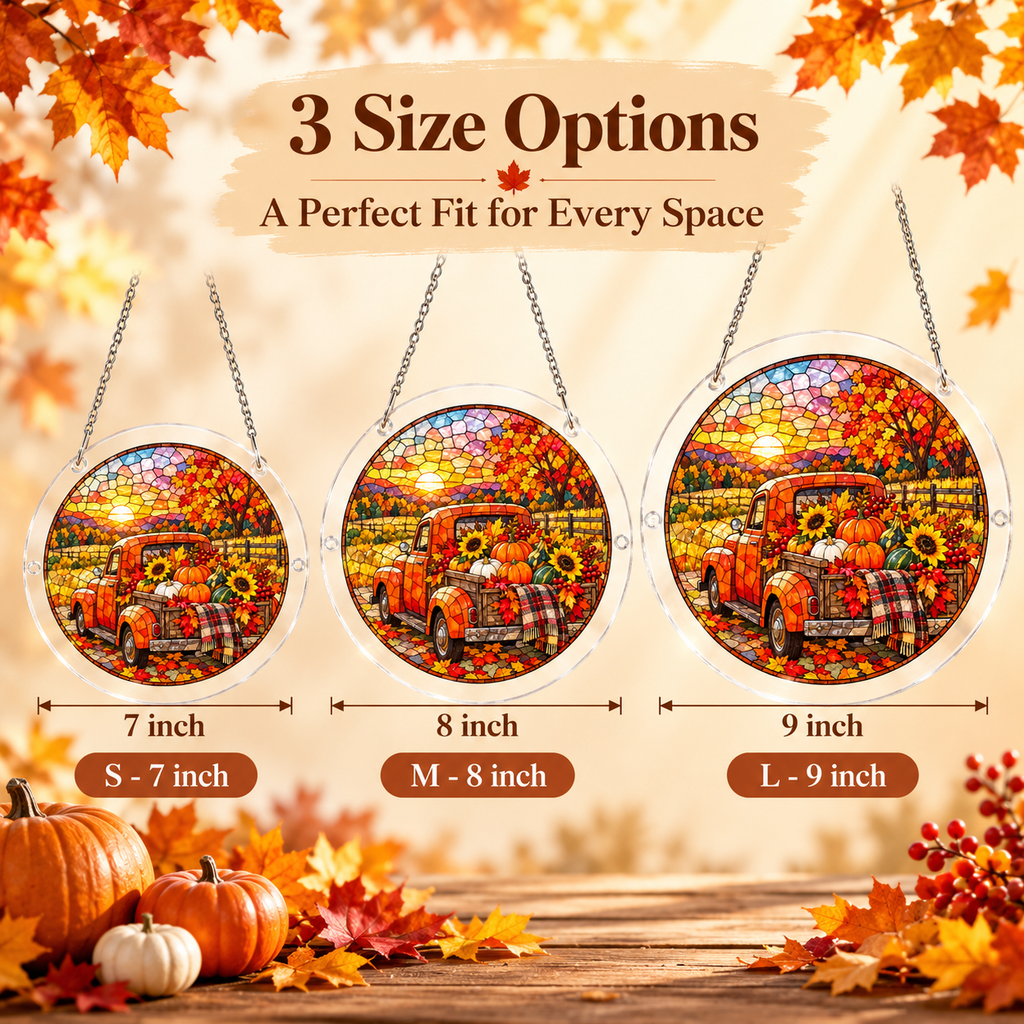 Tanksgiving Acrylic Jigsaw Puzzle Suncatcher - Harvest Truck