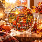 Tanksgiving Acrylic Jigsaw Puzzle Suncatcher - Harvest Truck