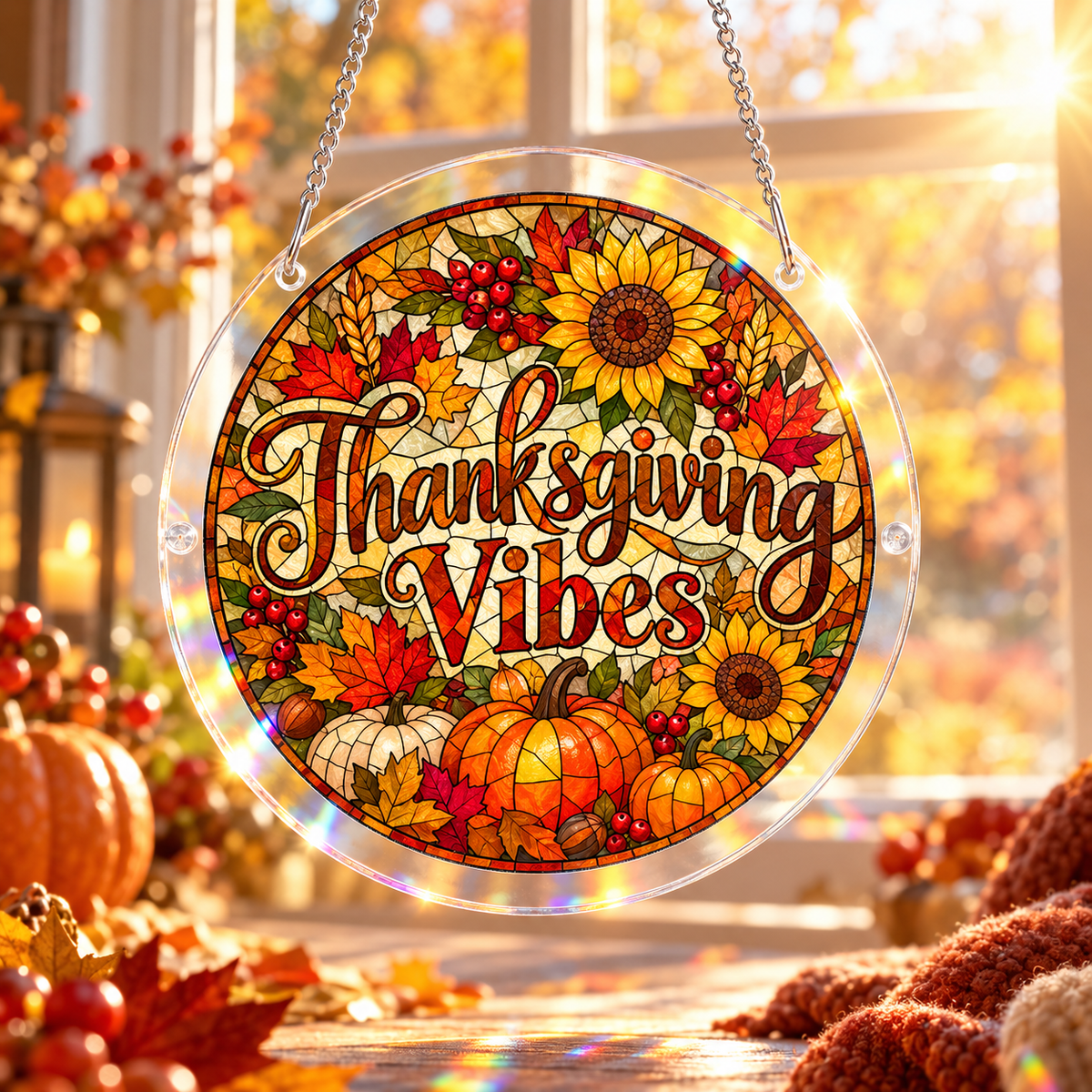Tanksgiving Acrylic Jigsaw Puzzle Suncatcher - Thanksgiving Vibes