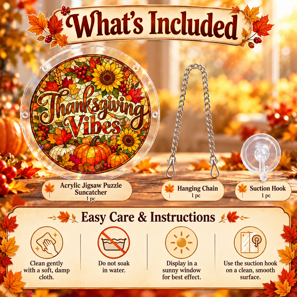 Tanksgiving Acrylic Jigsaw Puzzle Suncatcher - Thanksgiving Vibes