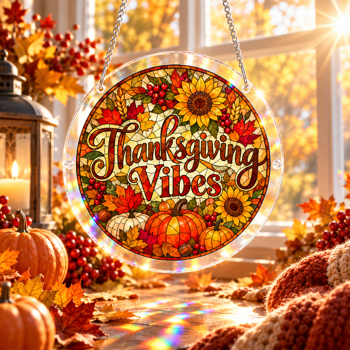 Tanksgiving Acrylic Jigsaw Puzzle Suncatcher - Thanksgiving Vibes