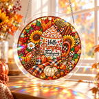 Tanksgiving Acrylic Jigsaw Puzzle Suncatcher - Hello Pumpkin