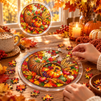 Tanksgiving Acrylic Jigsaw Puzzle Suncatcher - Cornucopia Harvest