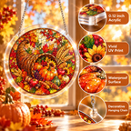 Tanksgiving Acrylic Jigsaw Puzzle Suncatcher - Cornucopia Harvest