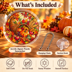 Tanksgiving Acrylic Jigsaw Puzzle Suncatcher - Cornucopia Harvest
