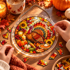 Tanksgiving Acrylic Jigsaw Puzzle Suncatcher - Turkey Feast