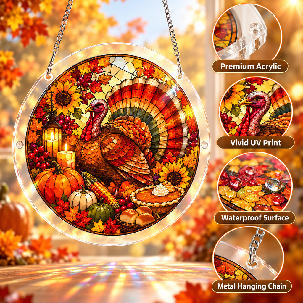 Tanksgiving Acrylic Jigsaw Puzzle Suncatcher - Turkey Feast