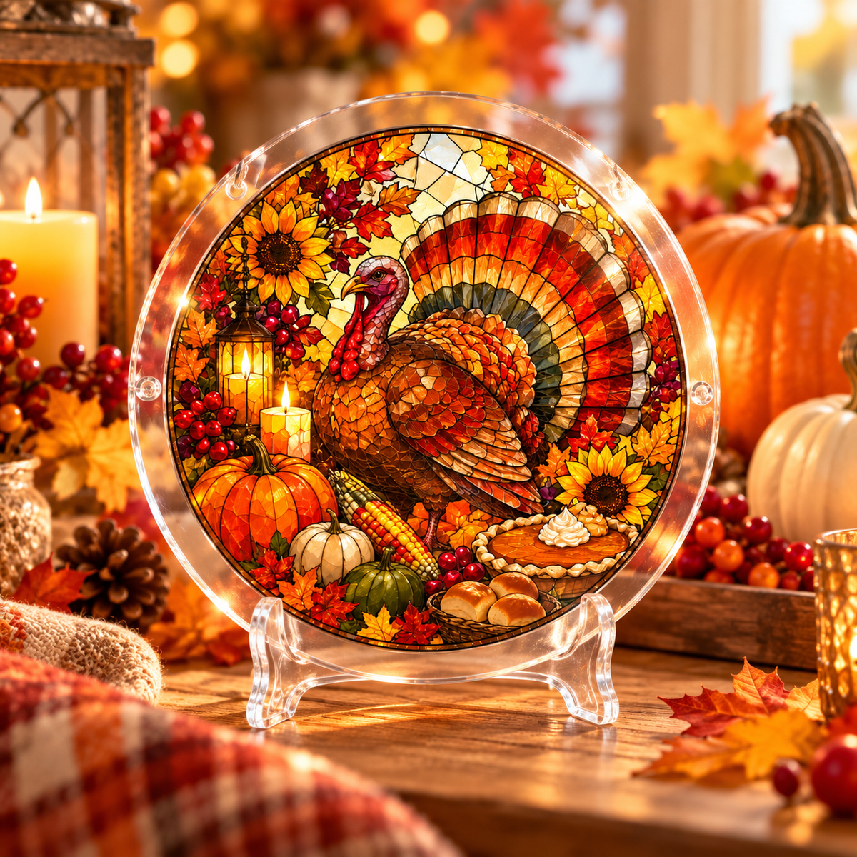 Tanksgiving Acrylic Jigsaw Puzzle Suncatcher - Turkey Feast