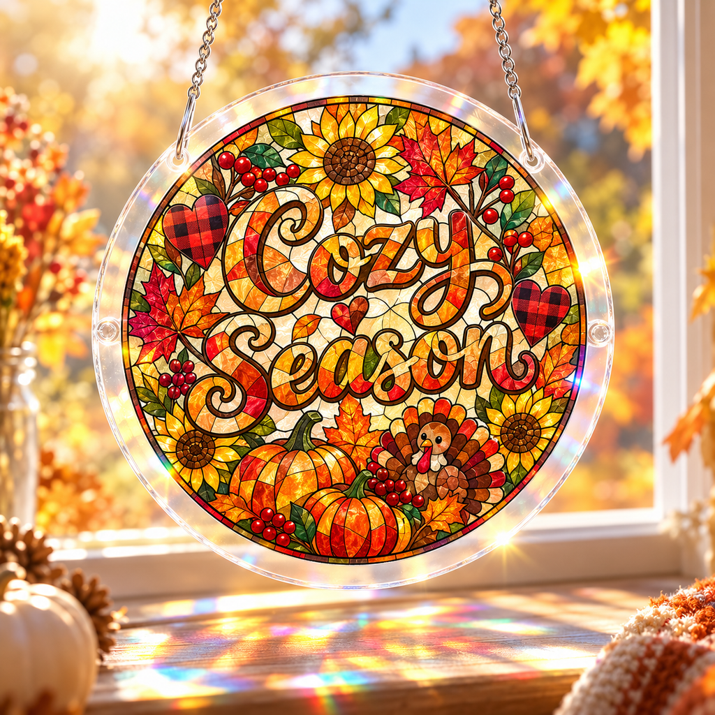 Tanksgiving Acrylic Jigsaw Puzzle Suncatcher - Cozy Season