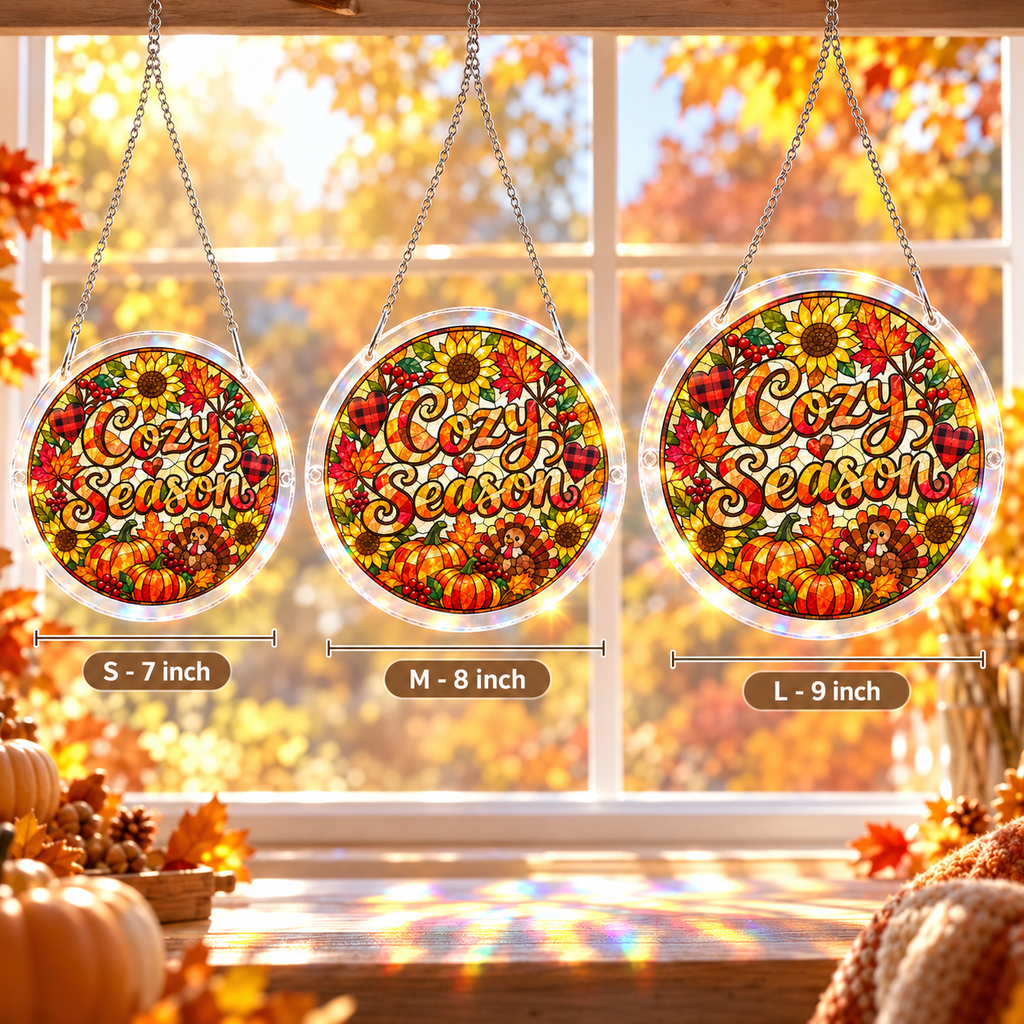 Tanksgiving Acrylic Jigsaw Puzzle Suncatcher - Cozy Season
