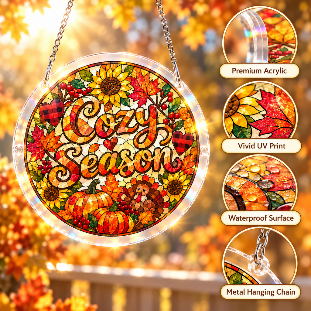 Tanksgiving Acrylic Jigsaw Puzzle Suncatcher - Cozy Season
