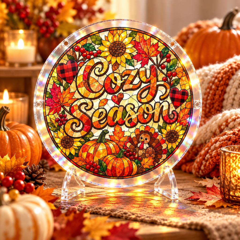 Tanksgiving Acrylic Jigsaw Puzzle Suncatcher - Cozy Season
