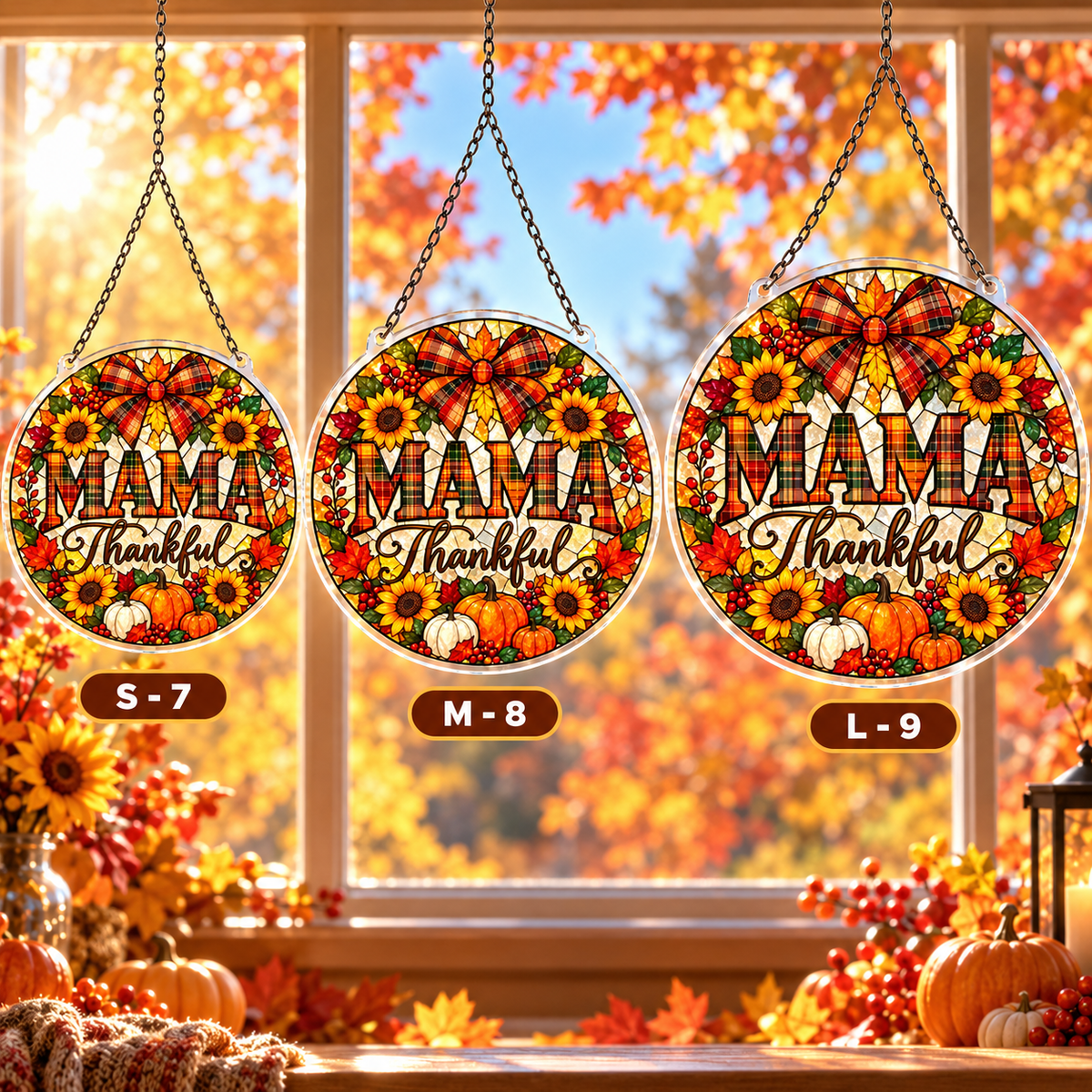 Tanksgiving Acrylic Jigsaw Puzzle Suncatcher - Mama Thankful