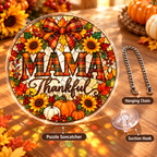 Tanksgiving Acrylic Jigsaw Puzzle Suncatcher - Mama Thankful