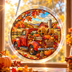 Tanksgiving Acrylic Jigsaw Puzzle Suncatcher - Autumn Farm Truck