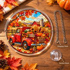 Tanksgiving Acrylic Jigsaw Puzzle Suncatcher - Autumn Farm Truck
