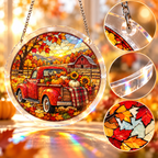 Tanksgiving Acrylic Jigsaw Puzzle Suncatcher - Pumpkin Truck