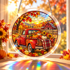 Tanksgiving Acrylic Jigsaw Puzzle Suncatcher - Pumpkin Truck
