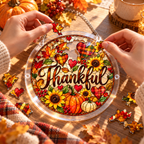 Tanksgiving Acrylic Jigsaw Puzzle Suncatcher - Thankful Hearts