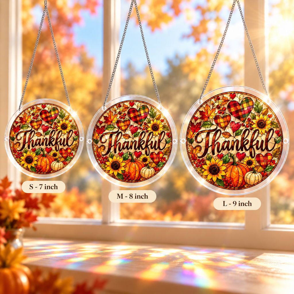 Tanksgiving Acrylic Jigsaw Puzzle Suncatcher - Thankful Hearts