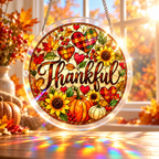Tanksgiving Acrylic Jigsaw Puzzle Suncatcher - Thankful Hearts