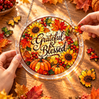 Tanksgiving Acrylic Jigsaw Puzzle Suncatcher - Grateful & Blessed