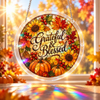 Tanksgiving Acrylic Jigsaw Puzzle Suncatcher - Grateful & Blessed